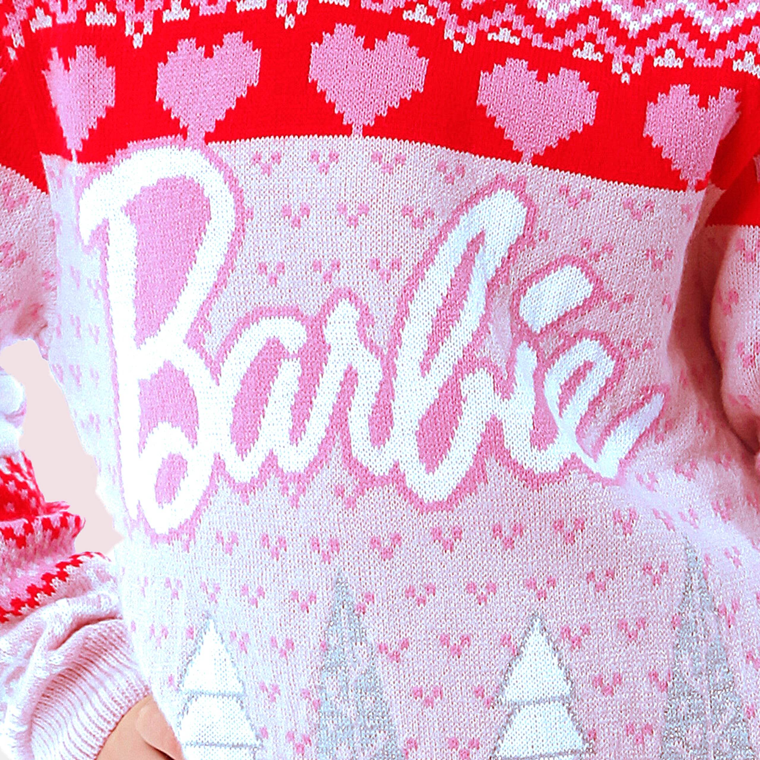Barbie Christmas Jumper Girls TEXT LOGO - Image 2