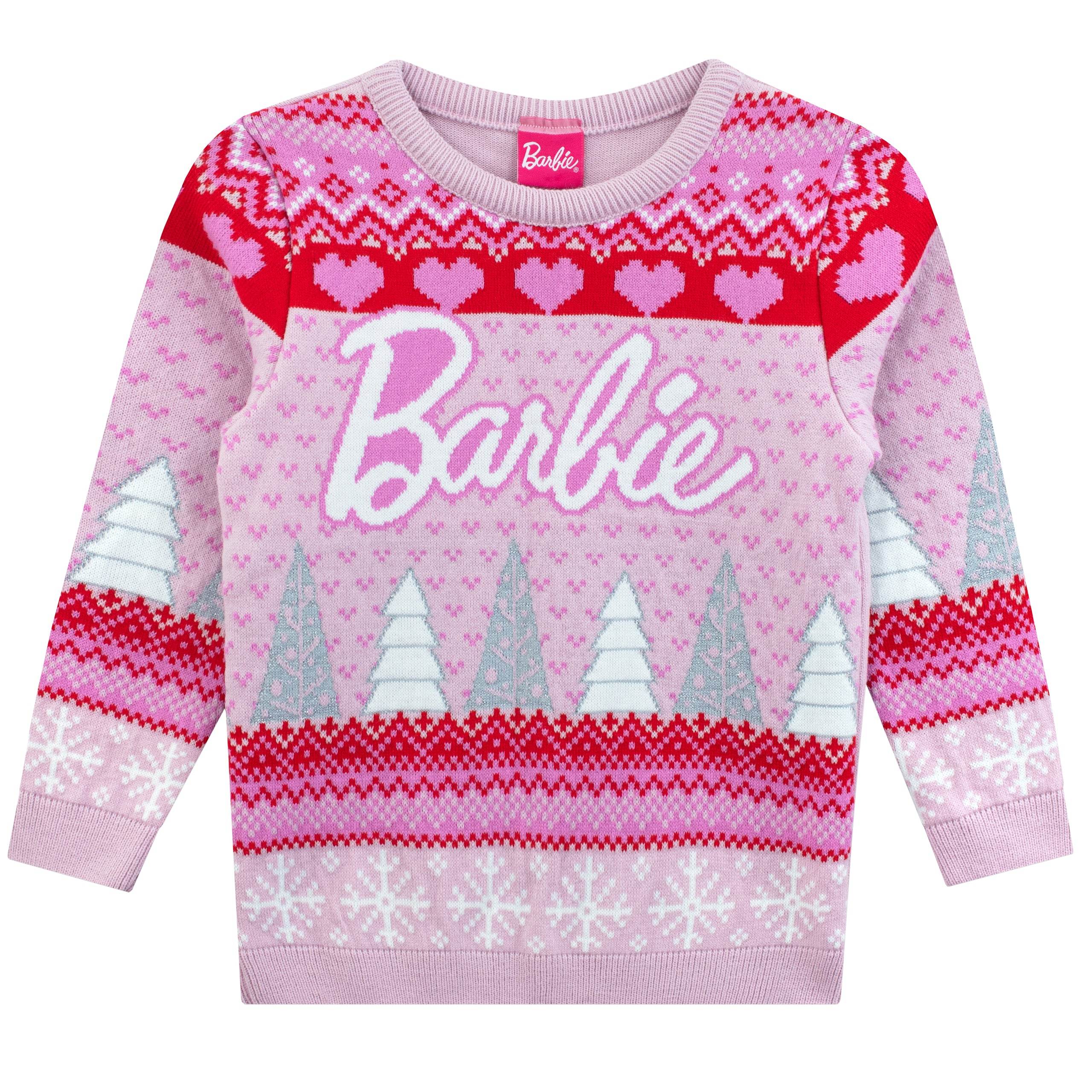 Barbie Christmas Jumper Girls TEXT LOGO - Image 3