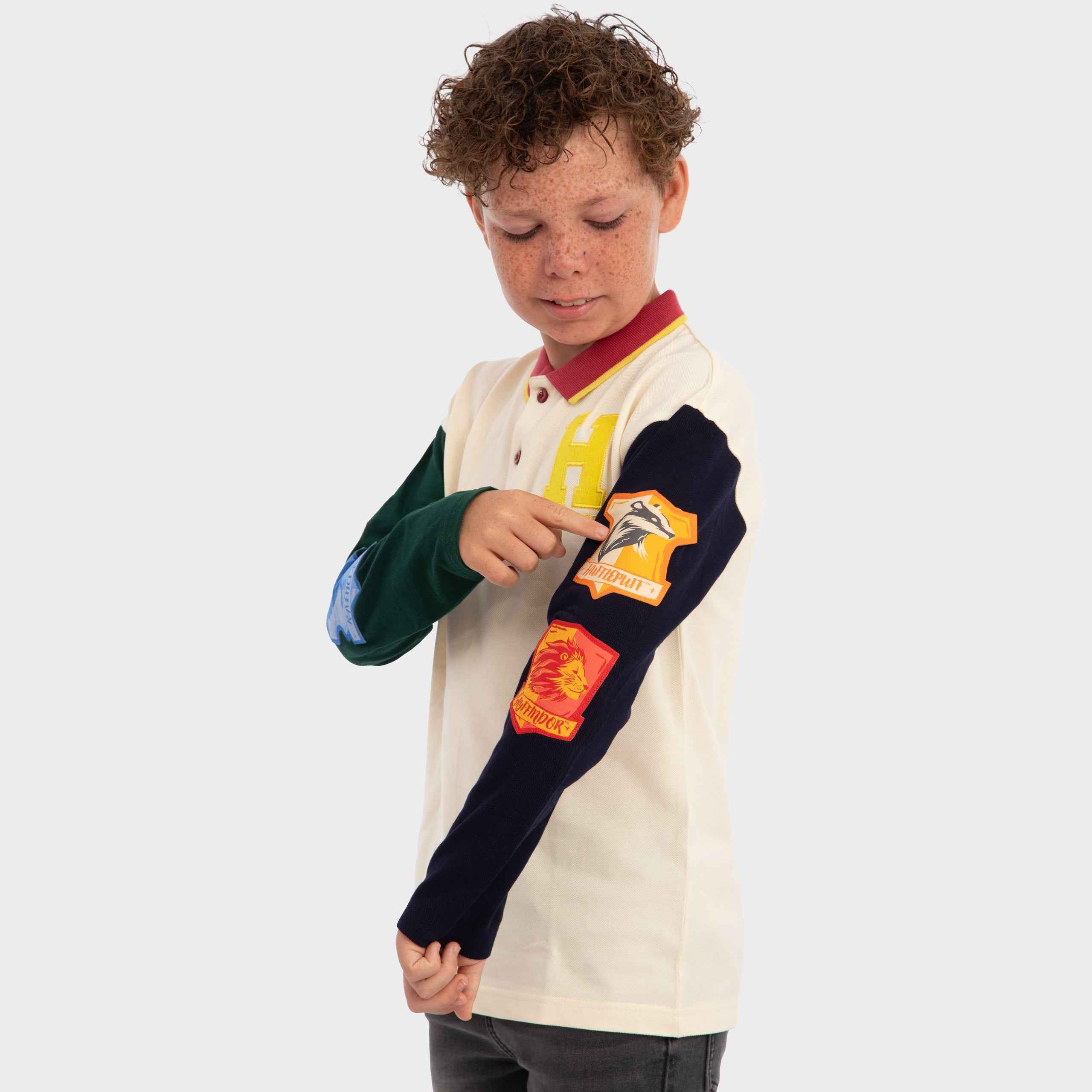 Harry Potter Long Sleeve Polo Shirt - Hogwarts Houses - Image 3