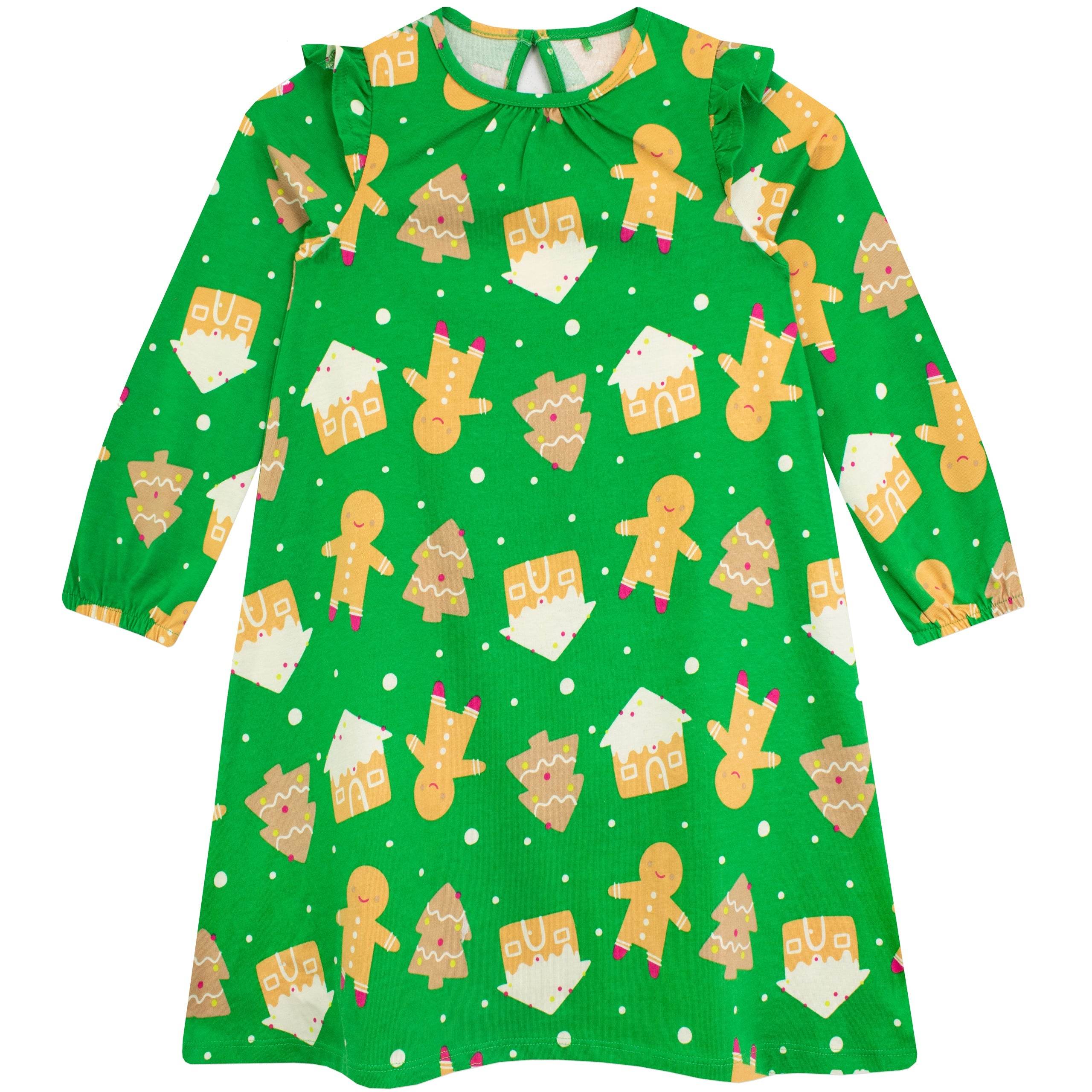 Christmas Dress GINGERBREAD GREEN AOP - Image 2